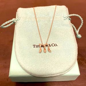 Tiffany Elsa Peretti letter m sterling silver necklace. 16” chain.